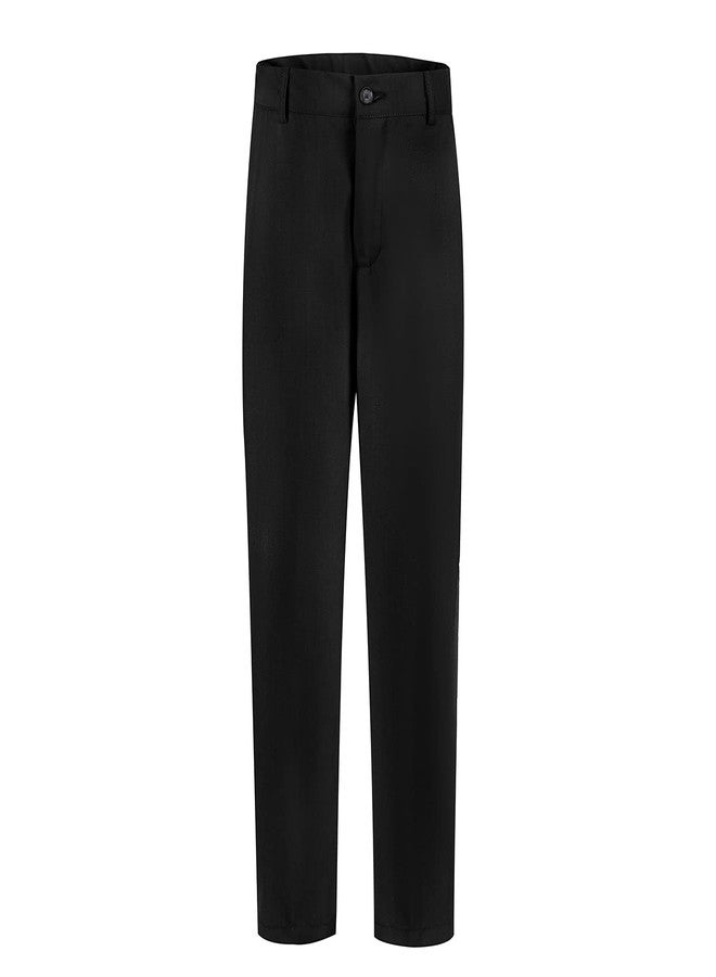Lycody Boys Suit Pants for Boys Flat Front Dress Pants for Wedding Kids School Uniforms Pants Black Size 6 - Image 2